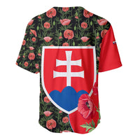 Slovakia Coat of Arms Baseball Jersey with Red Poppy Flowers and Bold Flag Colors Design - Wonder Print Shop