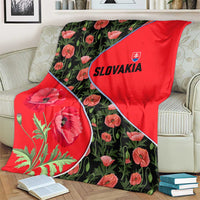 Slovakia Coat of Arms Blanket with Red Poppy Flowers and Bold Flag Colors Design - Wonder Print Shop