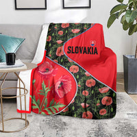 Slovakia Coat of Arms Blanket with Red Poppy Flowers and Bold Flag Colors Design - Wonder Print Shop