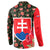 Slovakia Coat of Arms Button Sweatshirt with Red Poppy Flowers and Bold Flag Colors Design - Wonder Print Shop