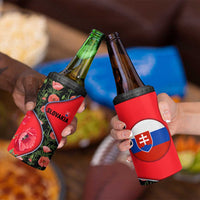 Slovakia Coat of Arms 4 in 1 Can Cooler Tumbler with Red Poppy Flowers and Bold Flag Colors Design - Wonder Print Shop