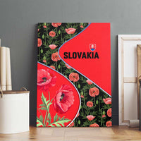 Slovakia Coat of Arms Canvas Wall Art with Red Poppy Flowers and Bold Flag Colors Design - Wonder Print Shop