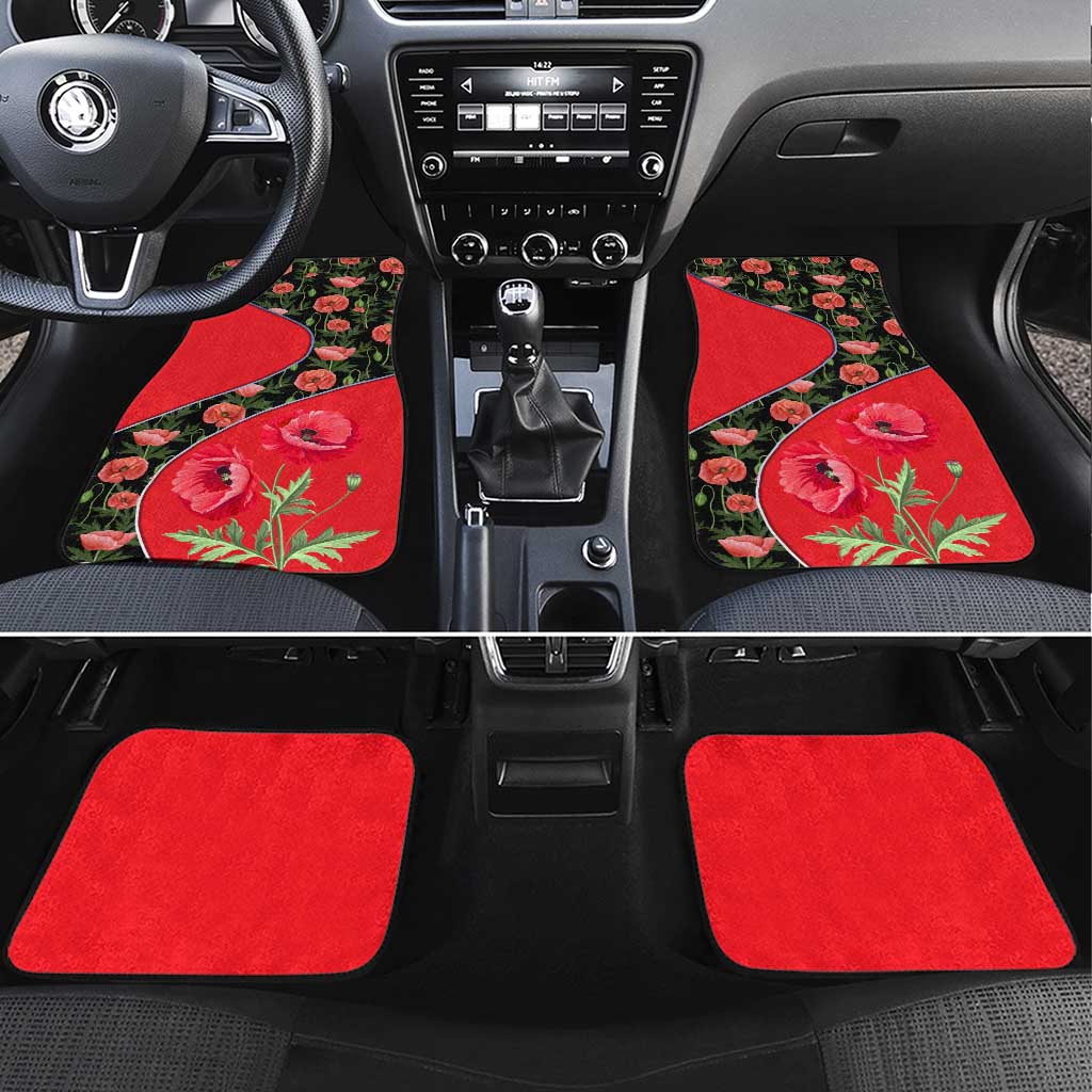 Slovakia Coat of Arms Car Mats with Red Poppy Flowers and Bold Flag Colors Design - Wonder Print Shop