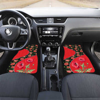 Slovakia Coat of Arms Car Mats with Red Poppy Flowers and Bold Flag Colors Design - Wonder Print Shop