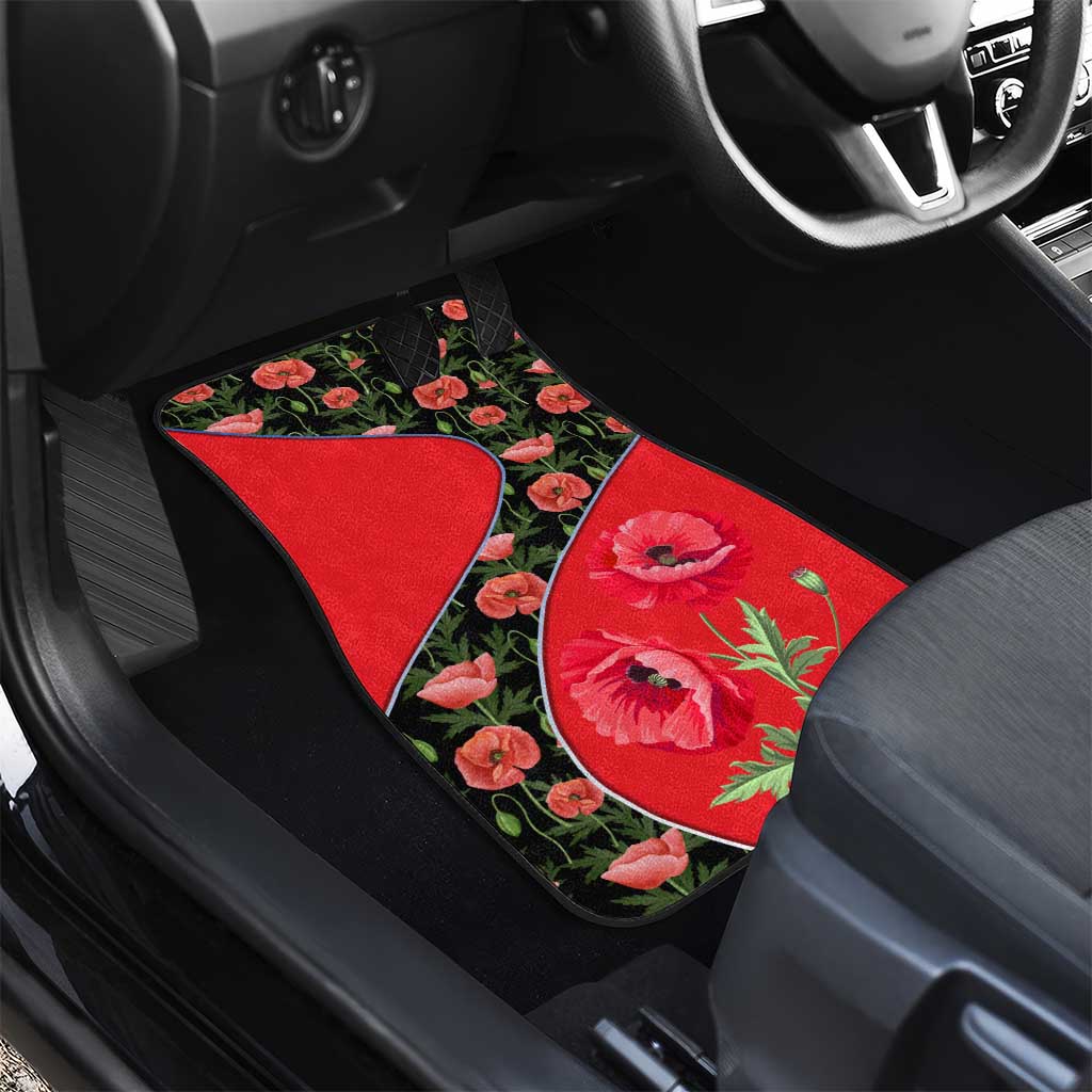 Slovakia Coat of Arms Car Mats with Red Poppy Flowers and Bold Flag Colors Design - Wonder Print Shop