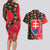 Slovakia Coat of Arms Couples Matching Long Sleeve Bodycon Dress and Hawaiian Shirt with Red Poppy Flowers and Bold Flag Colors Design - Wonder Print Shop