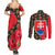 Slovakia Coat of Arms Couples Matching Summer Maxi Dress and Long Sleeve Button Shirt with Red Poppy Flowers and Bold Flag Colors Design - Wonder Print Shop