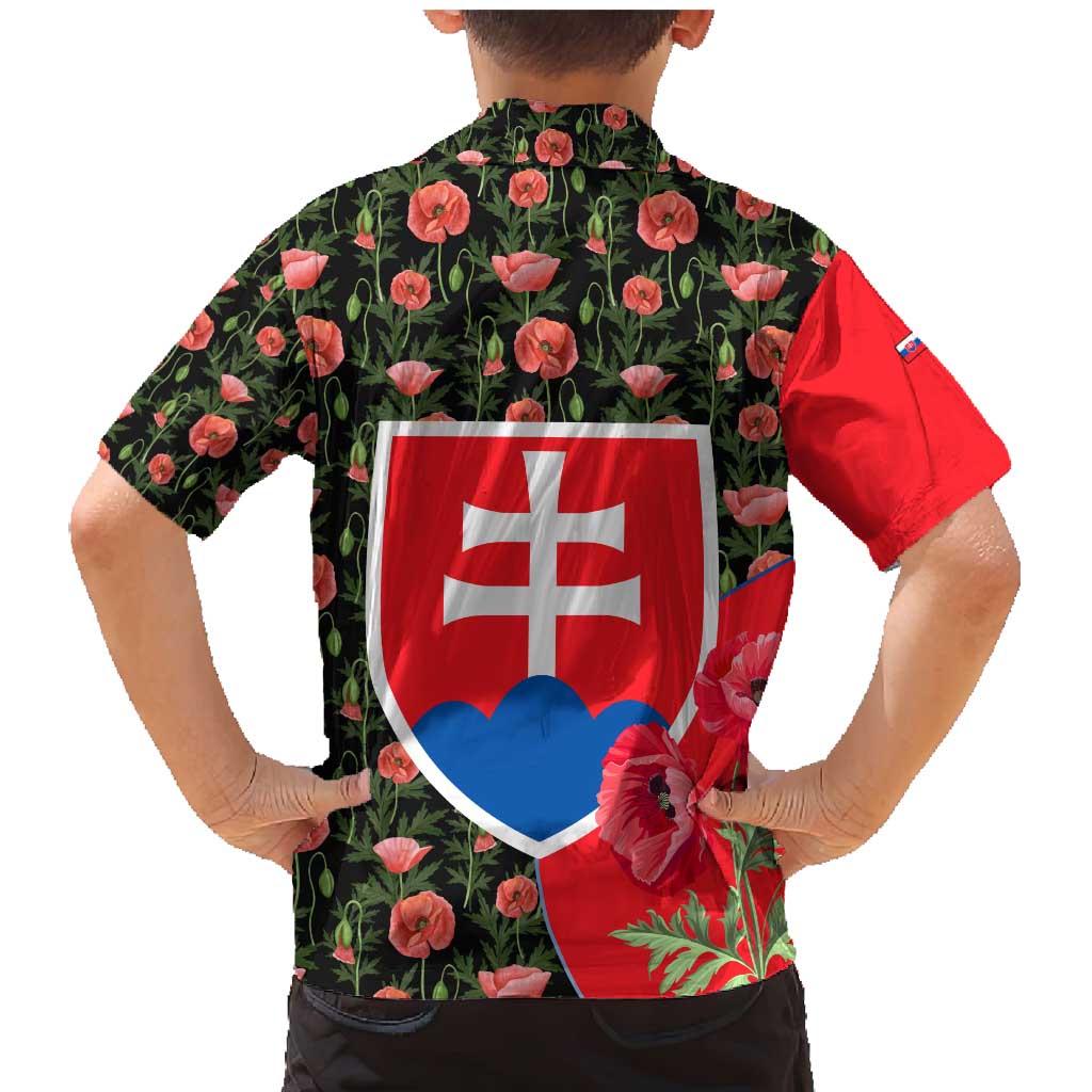 Slovakia Coat of Arms Family Matching Mermaid Dress and Hawaiian Shirt with Red Poppy Flowers and Bold Flag Colors Design - Wonder Print Shop