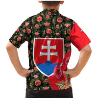 Slovakia Coat of Arms Family Matching Mermaid Dress and Hawaiian Shirt with Red Poppy Flowers and Bold Flag Colors Design - Wonder Print Shop