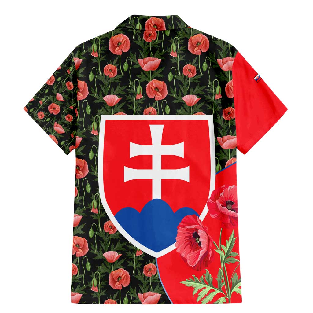 Slovakia Coat of Arms Family Matching Mermaid Dress and Hawaiian Shirt with Red Poppy Flowers and Bold Flag Colors Design - Wonder Print Shop