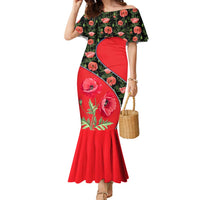 Slovakia Coat of Arms Family Matching Mermaid Dress and Hawaiian Shirt with Red Poppy Flowers and Bold Flag Colors Design - Wonder Print Shop