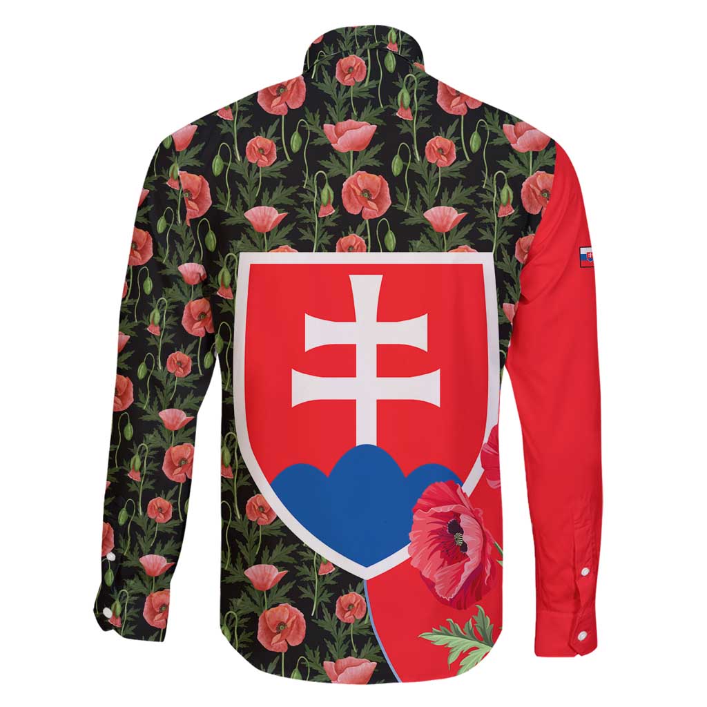 Slovakia Coat of Arms Family Matching Off Shoulder Maxi Dress and Hawaiian Shirt with Red Poppy Flowers and Bold Flag Colors Design - Wonder Print Shop