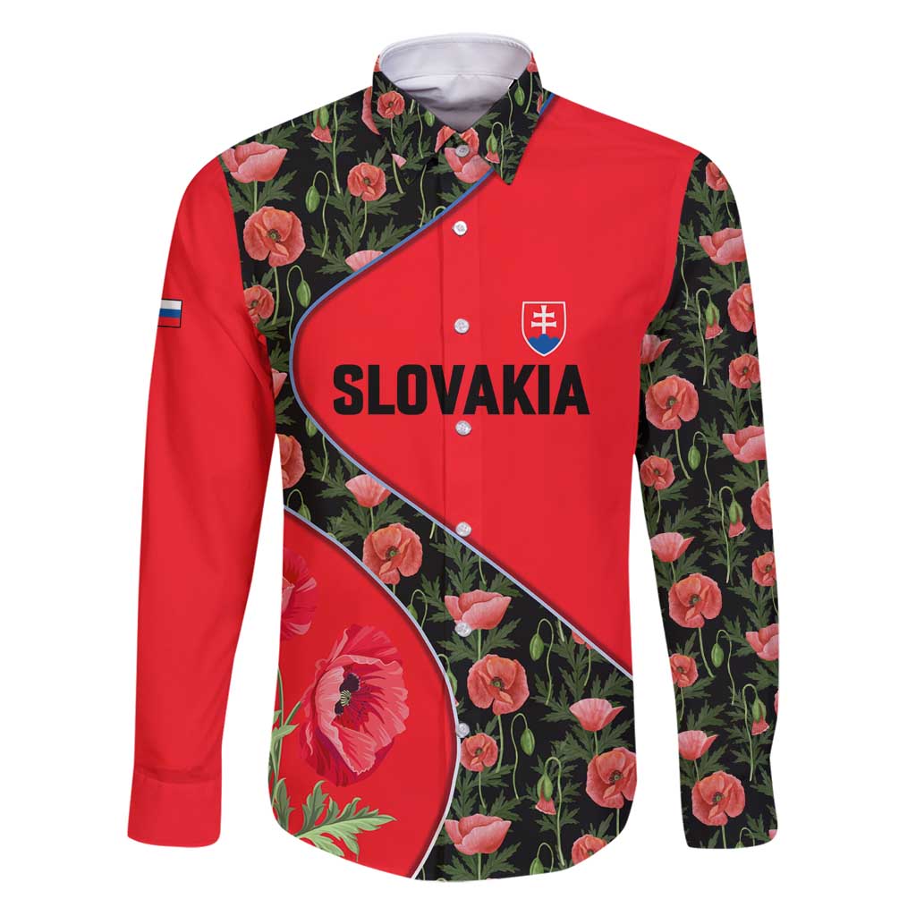 Slovakia Coat of Arms Family Matching Puletasi and Hawaiian Shirt with Red Poppy Flowers and Bold Flag Colors Design - Wonder Print Shop