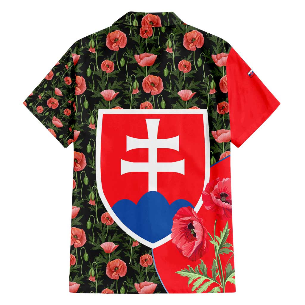 Slovakia Coat of Arms Family Matching Tank Maxi Dress and Hawaiian Shirt with Red Poppy Flowers and Bold Flag Colors Design - Wonder Print Shop