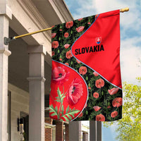 Slovakia Coat of Arms Garden Flag with Red Poppy Flowers and Bold Flag Colors Design - Wonder Print Shop