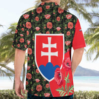 Slovakia Coat of Arms Hawaiian Shirt with Red Poppy Flowers and Bold Flag Colors Design - Wonder Print Shop