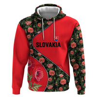 Slovakia Coat of Arms Hoodie with Red Poppy Flowers and Bold Flag Colors Design - Wonder Print Shop