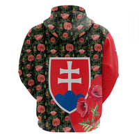 Slovakia Coat of Arms Hoodie with Red Poppy Flowers and Bold Flag Colors Design - Wonder Print Shop