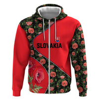 Slovakia Coat of Arms Hoodie with Red Poppy Flowers and Bold Flag Colors Design - Wonder Print Shop