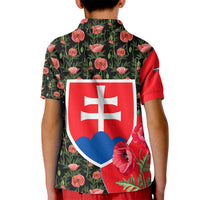 Slovakia Coat of Arms Kid Polo Shirt with Red Poppy Flowers and Bold Flag Colors Design - Wonder Print Shop