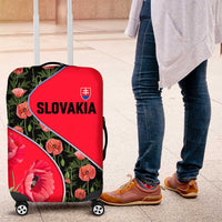 Slovakia Coat of Arms Luggage Cover with Red Poppy Flowers and Bold Flag Colors Design - Wonder Print Shop