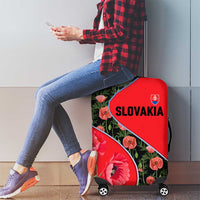 Slovakia Coat of Arms Luggage Cover with Red Poppy Flowers and Bold Flag Colors Design - Wonder Print Shop