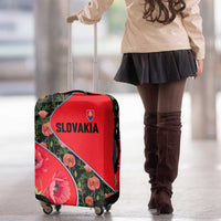 Slovakia Coat of Arms Luggage Cover with Red Poppy Flowers and Bold Flag Colors Design - Wonder Print Shop
