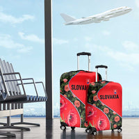 Slovakia Coat of Arms Luggage Cover with Red Poppy Flowers and Bold Flag Colors Design - Wonder Print Shop