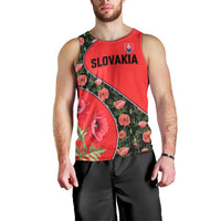 Slovakia Coat of Arms Men Tank Top with Red Poppy Flowers and Bold Flag Colors Design - Wonder Print Shop