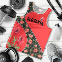 Slovakia Coat of Arms Men Tank Top with Red Poppy Flowers and Bold Flag Colors Design - Wonder Print Shop