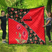 Slovakia Coat of Arms Quilt with Red Poppy Flowers and Bold Flag Colors Design - Wonder Print Shop