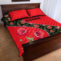 Slovakia Coat of Arms Quilt Bed Set with Red Poppy Flowers and Bold Flag Colors Design - Wonder Print Shop