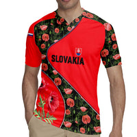Slovakia Coat of Arms Rugby Jersey with Red Poppy Flowers and Bold Flag Colors Design - Wonder Print Shop