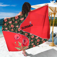 Slovakia Coat of Arms Sarong with Red Poppy Flowers and Bold Flag Colors Design - Wonder Print Shop