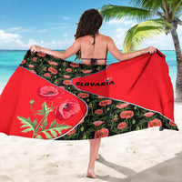 Slovakia Coat of Arms Sarong with Red Poppy Flowers and Bold Flag Colors Design - Wonder Print Shop