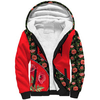 Slovakia Coat of Arms Sherpa Hoodie with Red Poppy Flowers and Bold Flag Colors Design - Wonder Print Shop