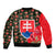 Slovakia Coat of Arms Sleeve Zip Bomber Jacket with Red Poppy Flowers and Bold Flag Colors Design - Wonder Print Shop