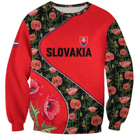 Slovakia Coat of Arms Sweatshirt with Red Poppy Flowers and Bold Flag Colors Design - Wonder Print Shop