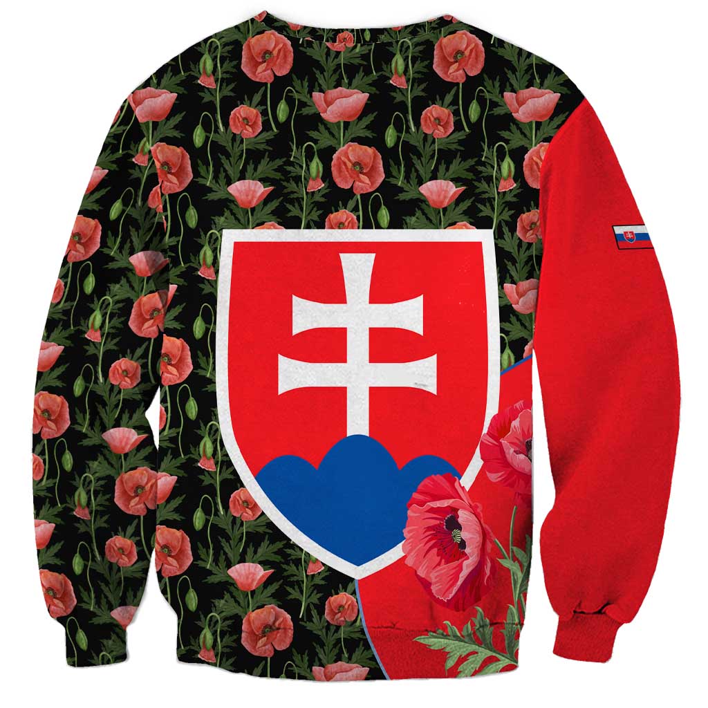 Slovakia Coat of Arms Sweatshirt with Red Poppy Flowers and Bold Flag Colors Design - Wonder Print Shop
