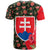 Slovakia Coat of Arms T Shirt with Red Poppy Flowers and Bold Flag Colors Design - Wonder Print Shop