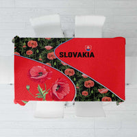 Slovakia Coat of Arms Tablecloth with Red Poppy Flowers and Bold Flag Colors Design - Wonder Print Shop