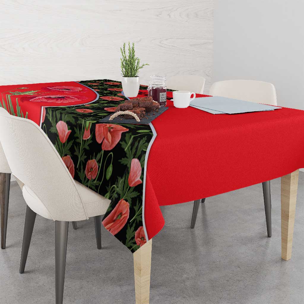 Slovakia Coat of Arms Tablecloth with Red Poppy Flowers and Bold Flag Colors Design - Wonder Print Shop