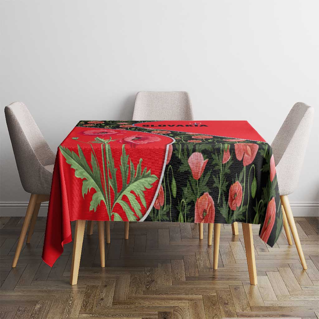 Slovakia Coat of Arms Tablecloth with Red Poppy Flowers and Bold Flag Colors Design - Wonder Print Shop