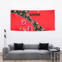 Slovakia Coat of Arms Tapestry with Red Poppy Flowers and Bold Flag Colors Design - Wonder Print Shop