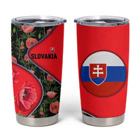 Slovakia Coat of Arms Tumbler Cup with Red Poppy Flowers and Bold Flag Colors Design - Wonder Print Shop