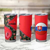 Slovakia Coat of Arms Tumbler Cup with Red Poppy Flowers and Bold Flag Colors Design - Wonder Print Shop