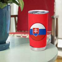 Slovakia Coat of Arms Tumbler Cup with Red Poppy Flowers and Bold Flag Colors Design - Wonder Print Shop