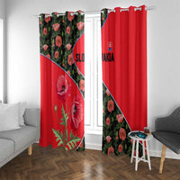 Slovakia Coat of Arms Window Curtain with Red Poppy Flowers and Bold Flag Colors Design - Wonder Print Shop