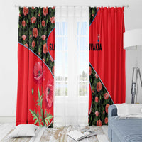 Slovakia Coat of Arms Window Curtain with Red Poppy Flowers and Bold Flag Colors Design - Wonder Print Shop