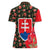 Slovakia Coat of Arms Women Polo Shirt with Red Poppy Flowers and Bold Flag Colors Design - Wonder Print Shop